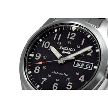 Load image into Gallery viewer, seiko seiko 5 sports field watch automatic black dial, 39.4mm, 10bar, bracelet watch
