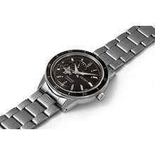 Load image into Gallery viewer, seiko presage style 60 automatic dual time, open heart, black dial, 40.8mm 5bar, bracelet watch
