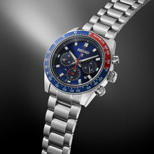 Load image into Gallery viewer, prospex speedtimer 41.4mm solar chronograph blue &amp; red bezel stainless steel bracelet watch
