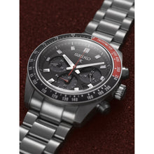 Load image into Gallery viewer, prospex speedtimer 41.4mm solar chronograph black &amp; red bezel stainless steel bracelet watch
