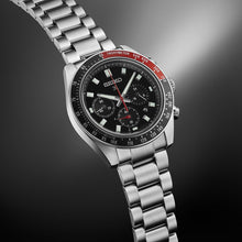 Load image into Gallery viewer, prospex speedtimer 41.4mm solar chronograph black &amp; red bezel stainless steel bracelet watch
