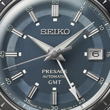 Load image into Gallery viewer, seiko presage &#39;petrol blue&#39; style 60s road trip gmt
