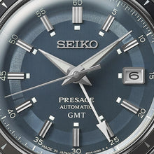 Load image into Gallery viewer, seiko presage 'petrol blue' style 60s road trip gmt
