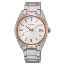 Load image into Gallery viewer, seiko quartz gents two tone white dial bracelet watch
