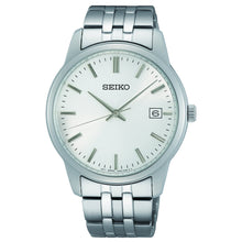 Load image into Gallery viewer, seiko quartz gents stainless steel white dial bracelet watch
