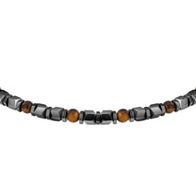 Load image into Gallery viewer, sector basic bracelet stainless steel grey hematite &amp; tiger eye stones 21cm
