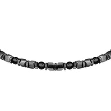 Load image into Gallery viewer, sector basic bracelet stainless steel grey hematite &amp; black agate  stones 21cm
