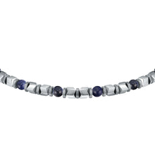 Load image into Gallery viewer, sector basic bracelet stainless steel silver hematite &amp; blue lapis stones 21cm
