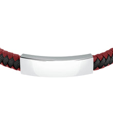 Load image into Gallery viewer, sector bandy bracelet with red leather and back nylon  21cm
