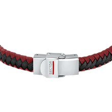 Load image into Gallery viewer, sector bandy bracelet with red leather and back nylon  21cm
