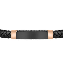 Load image into Gallery viewer, sector bandy bracelet black braided leather black &amp; rg tag

