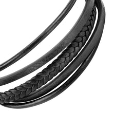 Load image into Gallery viewer, sector bandy bracelet ip black &amp; black leather strap 22cm
