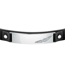 Load image into Gallery viewer, sector bandy bracelet black leather strap &amp; tag 22cm
