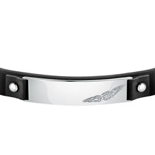 Load image into Gallery viewer, sector bandy bracelet black leather strap &amp; tag 22cm
