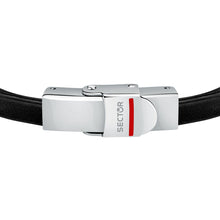 Load image into Gallery viewer, sector bandy bracelet black leather &amp; ip black ring 22cm
