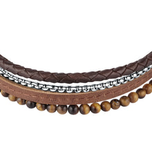 Load image into Gallery viewer, sector bandy bracelet bn leathe tiger eye sto 22.5cm
