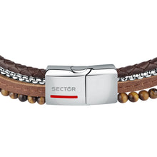Load image into Gallery viewer, sector bandy bracelet bn leathe tiger eye sto 22.5cm
