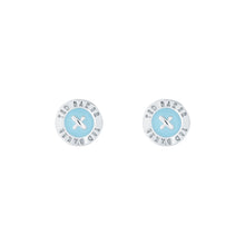 Load image into Gallery viewer, ted baker-mini button earrings enamel aqua
