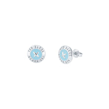 Load image into Gallery viewer, ted baker-mini button earrings enamel aqua
