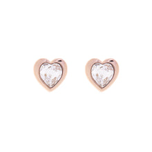 Load image into Gallery viewer, ted baker-crystal heart rose gold clear earring
