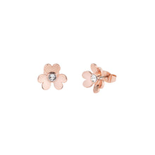Load image into Gallery viewer, hansila: heart blossom stud earring rose gold/crystal
