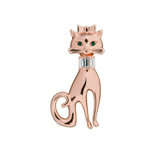 Load image into Gallery viewer, sultan: glamour puss brooch rose gold/crystal/green
