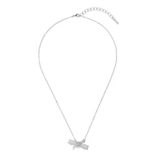 Load image into Gallery viewer, dameka: ribbon bow pendant silver/crystal
