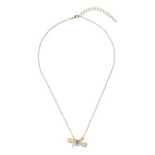 Load image into Gallery viewer, dameka: ribbon bow pendant pale gold/crystal
