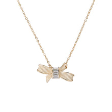 Load image into Gallery viewer, dameka: ribbon bow pendant pale gold/crystal
