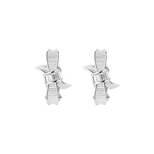 Load image into Gallery viewer, dalika: ribbon bow clip earring silver/crystal
