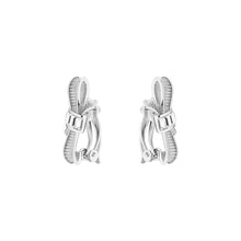 Load image into Gallery viewer, dalika: ribbon bow clip earring silver/crystal
