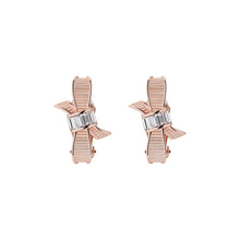 Load image into Gallery viewer, dalika: ribbon bow clip earring rose gold/crystal
