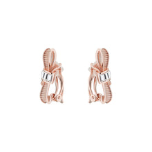 Load image into Gallery viewer, dalika: ribbon bow clip earring rose gold/crystal
