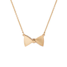 Load image into Gallery viewer, tessla: crystal tux bow gold pendant
