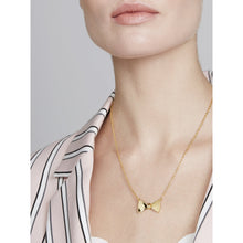 Load image into Gallery viewer, tessla: crystal tux bow gold pendant
