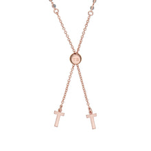 Load image into Gallery viewer, ted baker:: sparkle heart enamel chain bracelet rose gold silver glitter
