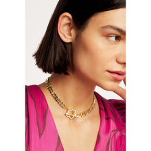 Load image into Gallery viewer, ted bakergresha magnolia grandiflora chain necklace gold tone
