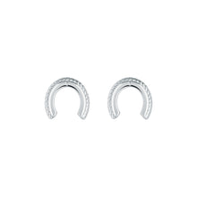 Load image into Gallery viewer, ted bakerlouiee lucky horseshoe stud earring silver tone

