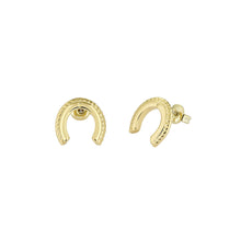 Load image into Gallery viewer, ted bakerlouiee lucky horseshoe stud earring goldtone
