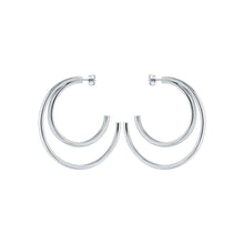 Load image into Gallery viewer, ted baker helinaa large double hoop earring silver tone
