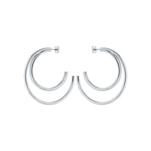 Load image into Gallery viewer, ted baker helinaa large double hoop earring silver tone
