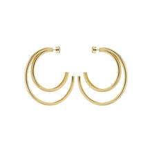 Load image into Gallery viewer, ted baker helinaa large double hoop earring gold tone
