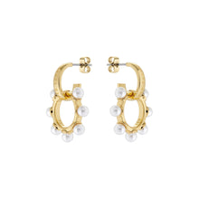 Load image into Gallery viewer, ted baker petunaa: pearl bubble hoop charm gold tone earring
