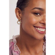 Load image into Gallery viewer, ted baker petunaa: pearl bubble hoop charm gold tone earring
