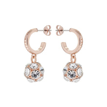 Load image into Gallery viewer, ted baker ryanka: razzle dazzle hoop charm rose gold tone clear crysta earring
