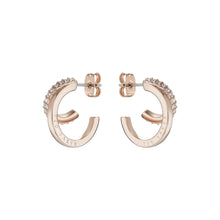 Load image into Gallery viewer, helias: crystal double hoop crystal earring rose gold tone, clear crystal
