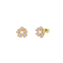 Load image into Gallery viewer, ted baker peti: painted flower stud earrings gold tone, light pink &amp; pearl
