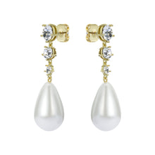 Load image into Gallery viewer, ted baker pearsti: statement crystal bead drop earrings gold tone
