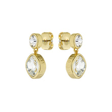 Load image into Gallery viewer, ted baker craset: crystal drop earrings gold tone, clear crystal
