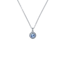 Load image into Gallery viewer, ted baker soltell: solitaire sparkle crystal pendant necklace silver tone, blue crystal
